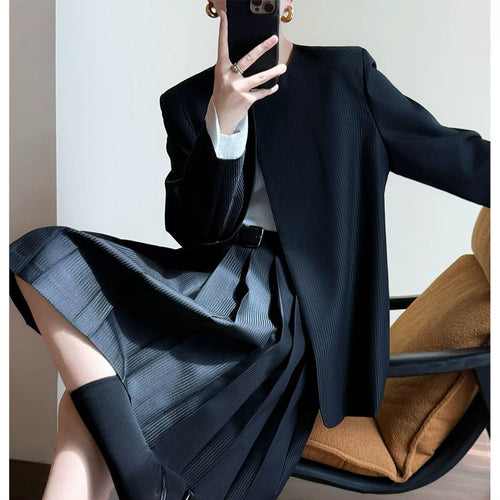 Damen Elegante Plisseejacke Drune