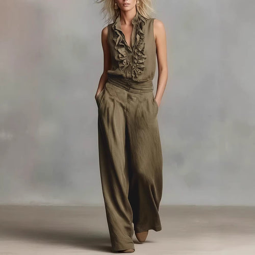 Damen Elegante Bluse mit Rüschendetails und klassischem Kragen Drune