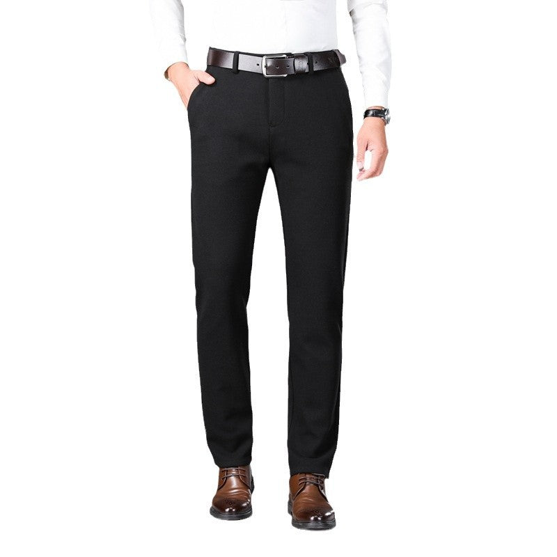Herren Elegante Stretch-Wolloptik-Hose mit geradem Schnitt und elastischem Bund Drune