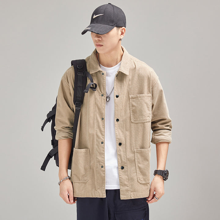 Herren Kord-Workwear-Überhemd mit Brust- und Eingrifftaschen Drune