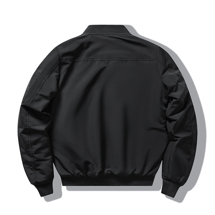 Herren  Insignia-bestickte leichte Pilot Bomberjacke mit Reißverschlussärmel Utility-Tasche Drune
