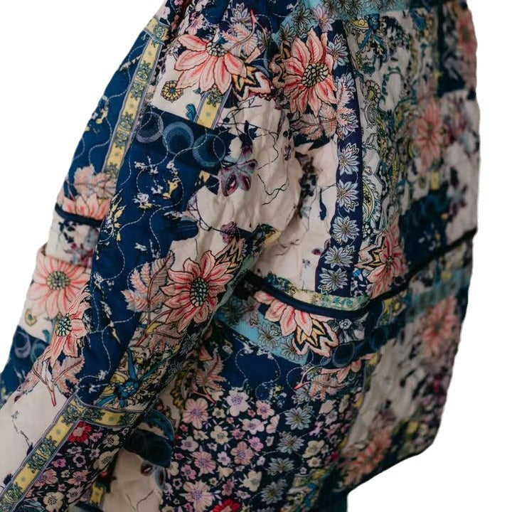 Damen Gepatchte Steppjacke in floraler Patchwork‑Optik Drune