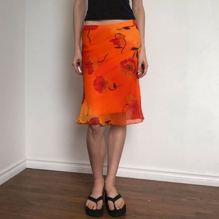 Damen luftiger Maxirock mit floralem Muster Drune