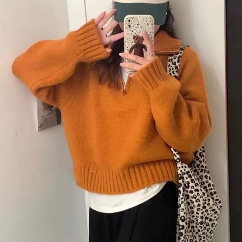 Damen Strickpullover mit hochgeschlossenem Reißverschluss Drune