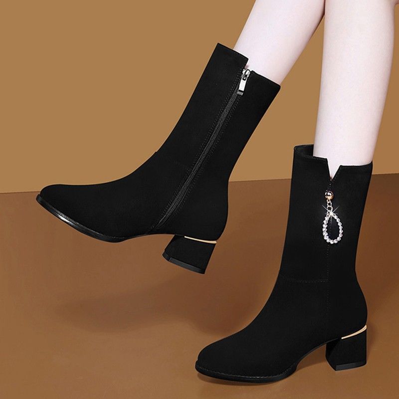 Damen Elegante Stiefeletten mit Glitzer-Detail Drune