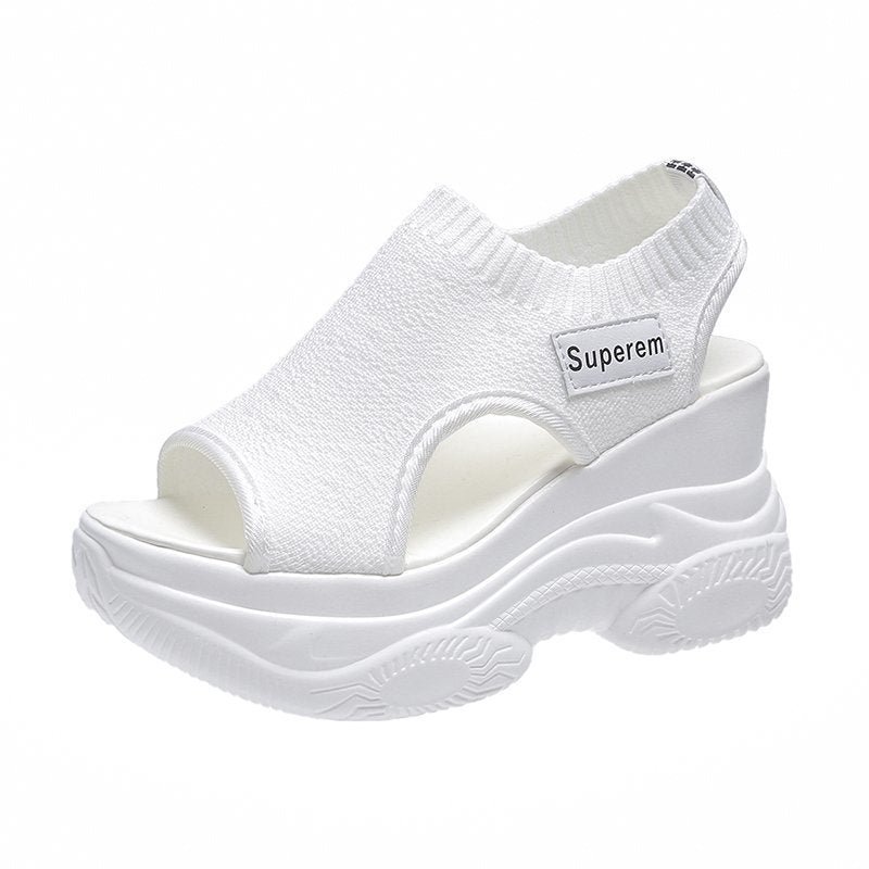 Damen nan Plateau-Sandalen mit elastischem Strickschaft und sportlicher Profilsohle Drune