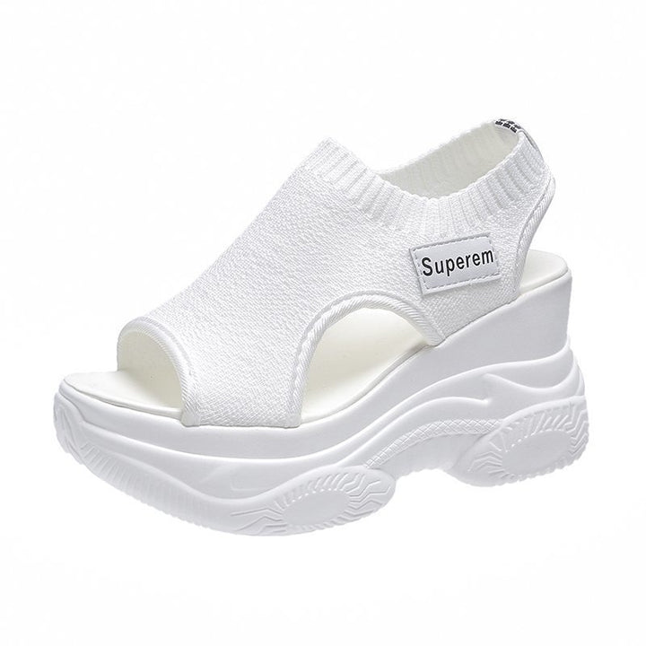 Damen nan Plateau-Sandalen mit elastischem Strickschaft und sportlicher Profilsohle Drune