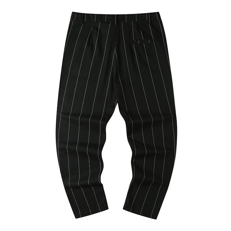 Herren Slim-Fit Cropped Chinohose mit Nadelstreifen und elastischem Bund Drune