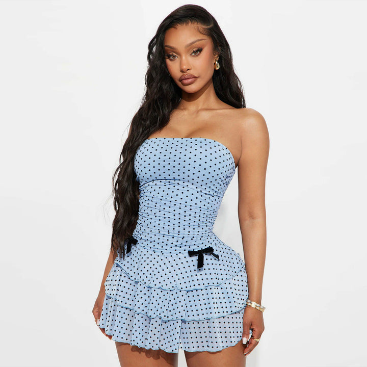 Damen Verspieltes Minikleid mit Rüschen und offenen Trägern Drune