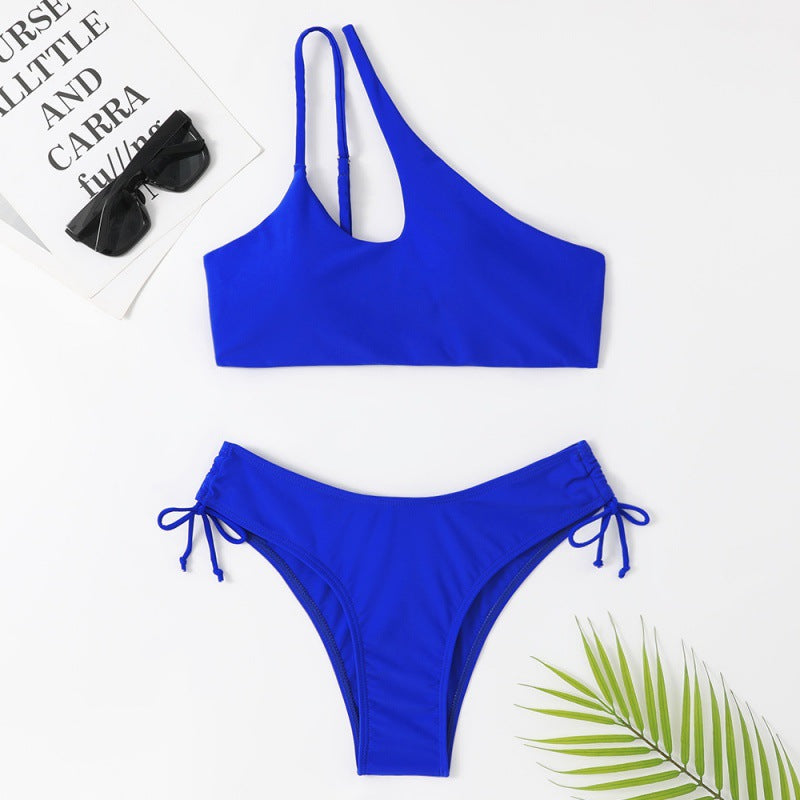 Damen Sportlicher Bikini mit asymmetrischem Oberteil und verstellbaren Trägern Drune