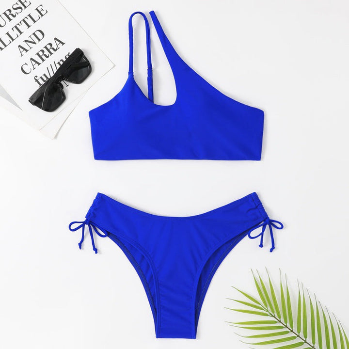 Damen Sportlicher Bikini mit asymmetrischem Oberteil und verstellbaren Trägern Drune