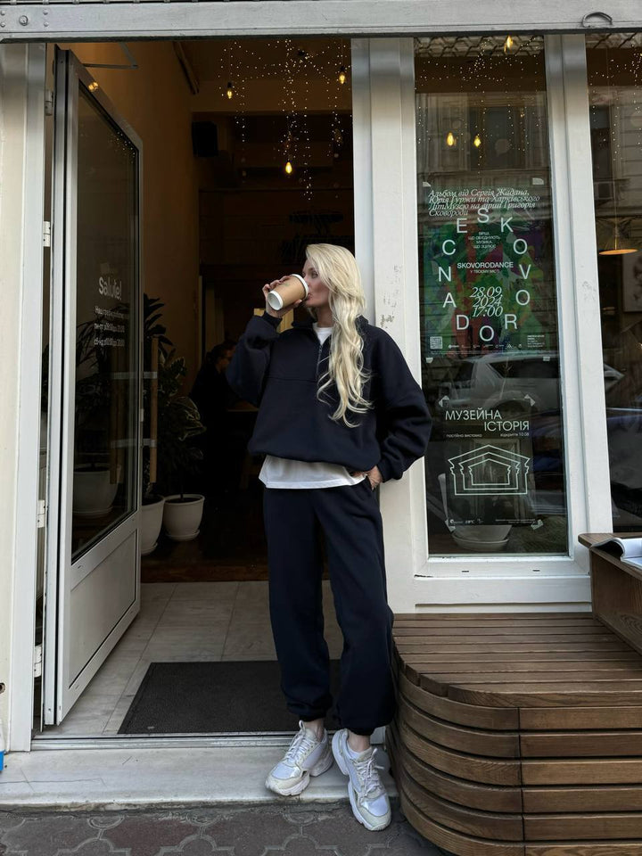 Damen Lässiger Oversized Hoodie und Jogginghose Set Drune