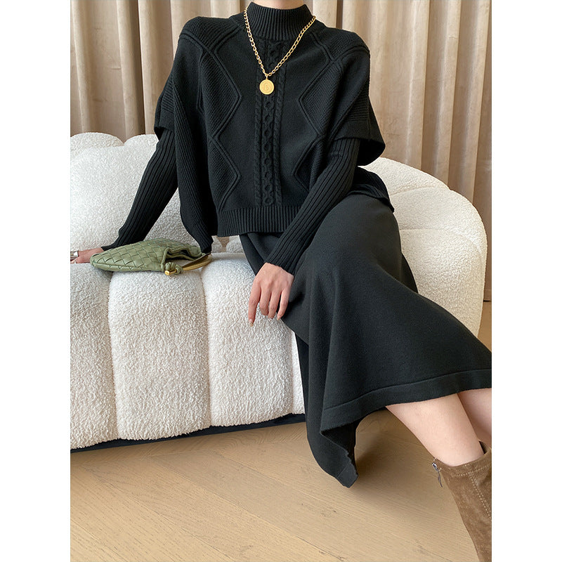 Damen eleganter Strickpullover mit hochgeschlossenem Design und modischen Zopfmustern Drune