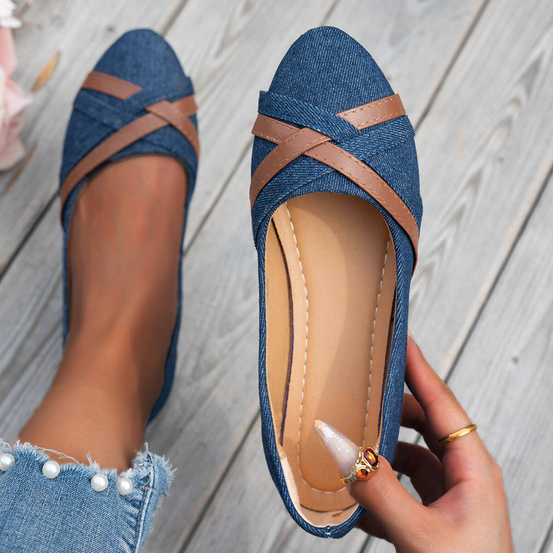 Damen Ballerinas mit elegantem Kreuzriemen Drune