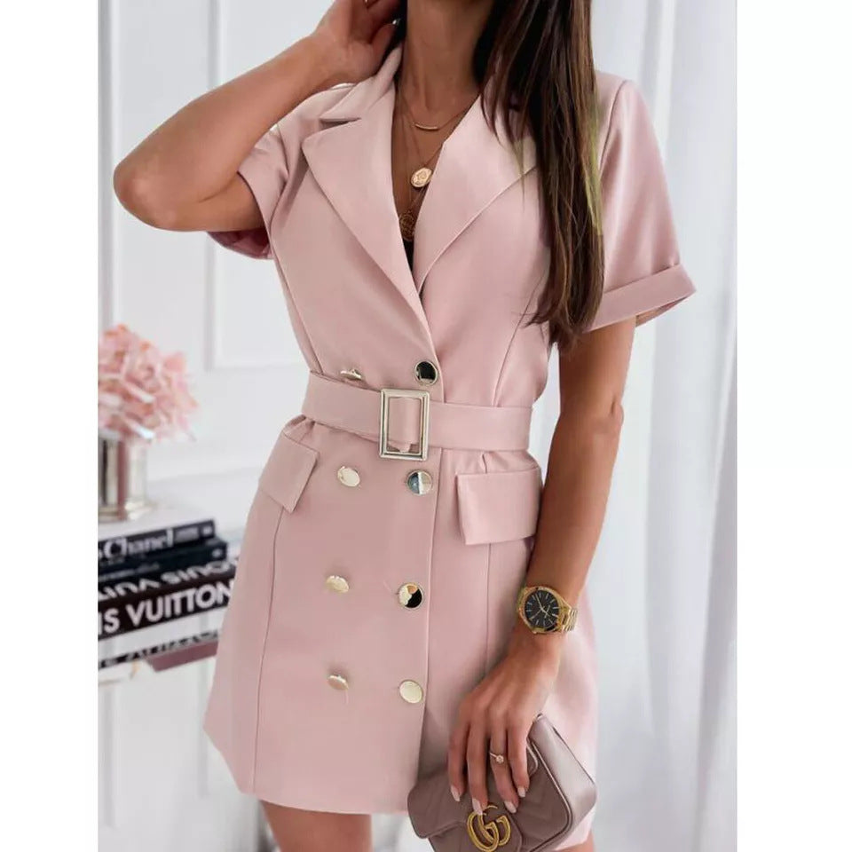 Damen Blusenkleid mit tailliertem Schnitt und modischen Knopfdetails Drune