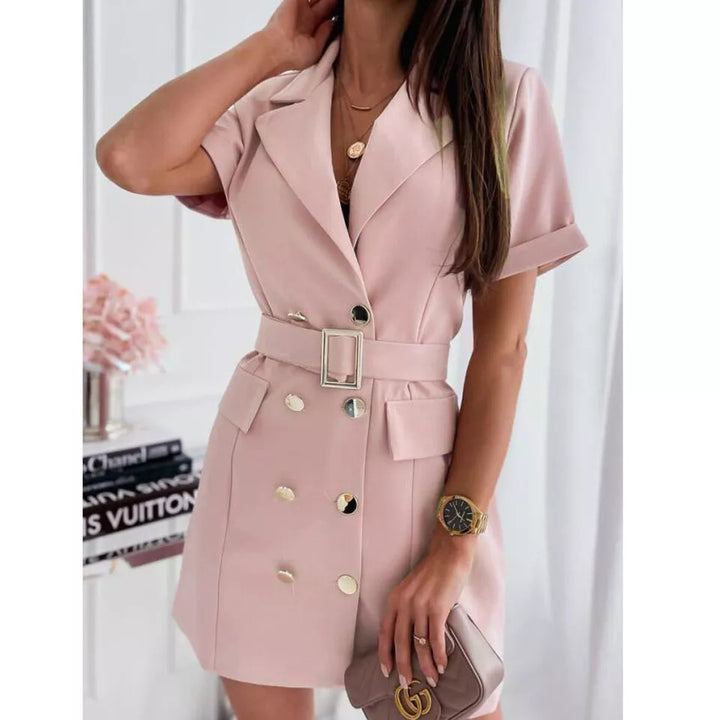 Damen Blusenkleid mit tailliertem Schnitt und modischen Knopfdetails Drune
