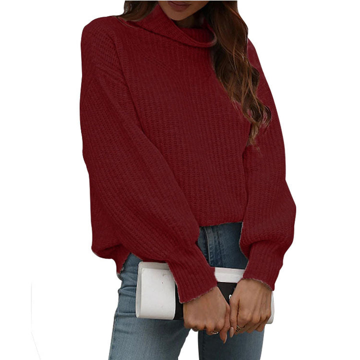 Damen oversized Strickpullover mit lässigem Hohe-Kragen-Design Drune
