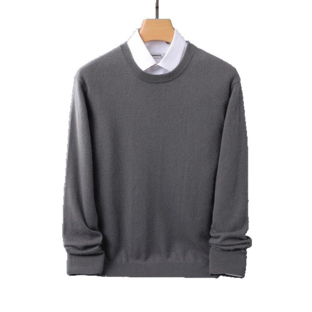 Herren Feiner Rundhals-Strickpullover in Kaschmir‑Optik mit gerippten Bündchen Drune