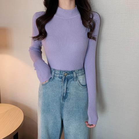 Damen modischer Rollkragenpullover im Rippstrick-Design Drune