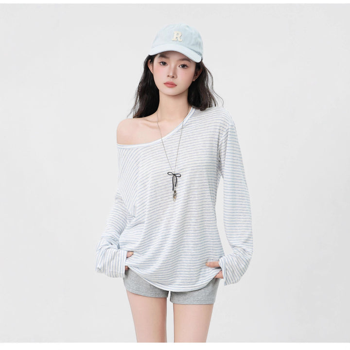 Damen lässiges Langarmshirt mit asymmetrischem Design Drune