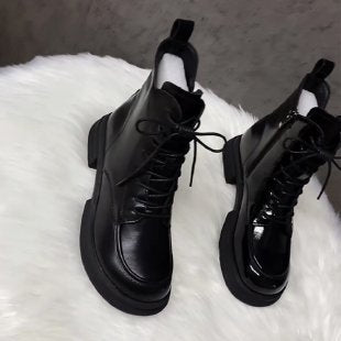 Damen Modische und komfortable Lederstiefeletten Drune