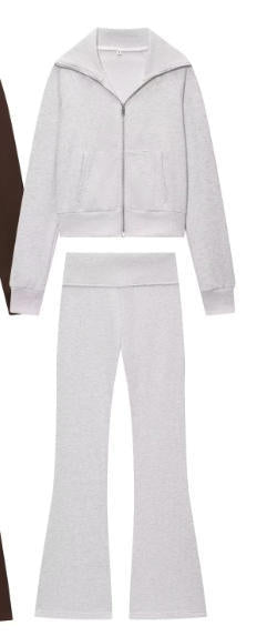 Damen 600+ hochtaillierte ausgestellte Jersey‑Hose mit Stretchbund Drune