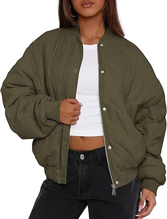 Damen Kurz geschnittene Stepp-Bomberjacke im Oversize-Look mit Raglanärmeln Drune