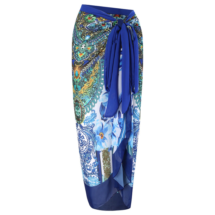 Damen Wickelrock mit elegantem Aquarell-Muster und Bindegürtel Drune
