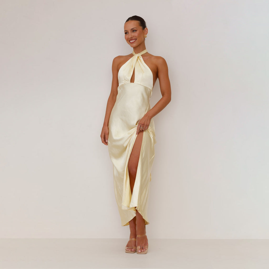 Damen Langkleid mit elegantem Wickeldesign und schickem Schlitz Drune