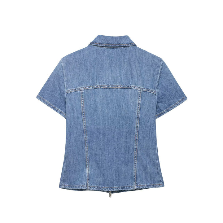 Damen Denim Kurzjacke mit Reißverschluss Drune