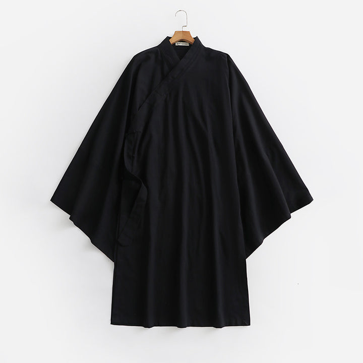 Unisex Oversize Kimono-Mantel mit weitem Ärmel und asymmetrischer Wickelvorderseite Drune