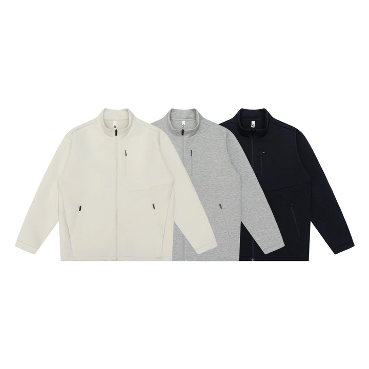 Unisex Minimalistische Kurzjacke mit Stehkragen und funktionalen Reißverschlusstaschen Drune