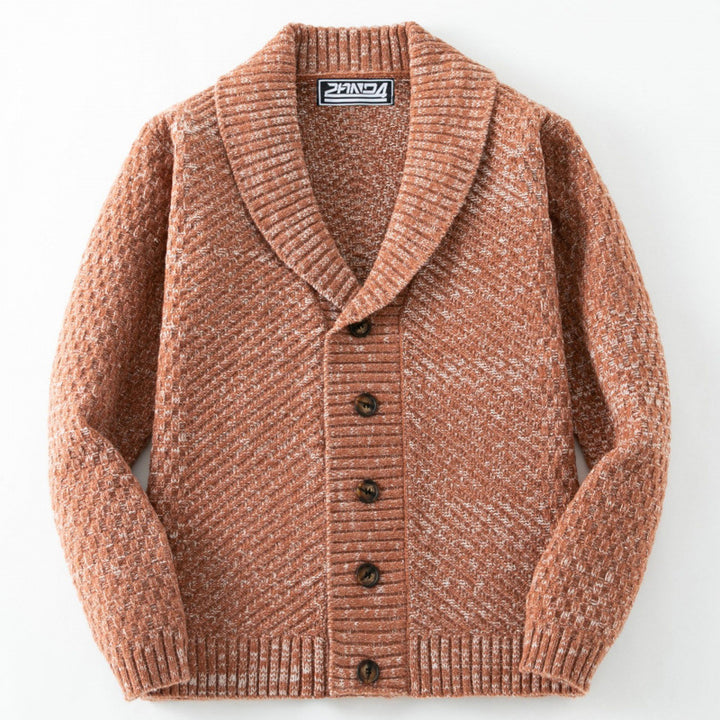 Herren Strickjacke mit modernem Zopfmuster und Knopfdetails Drune