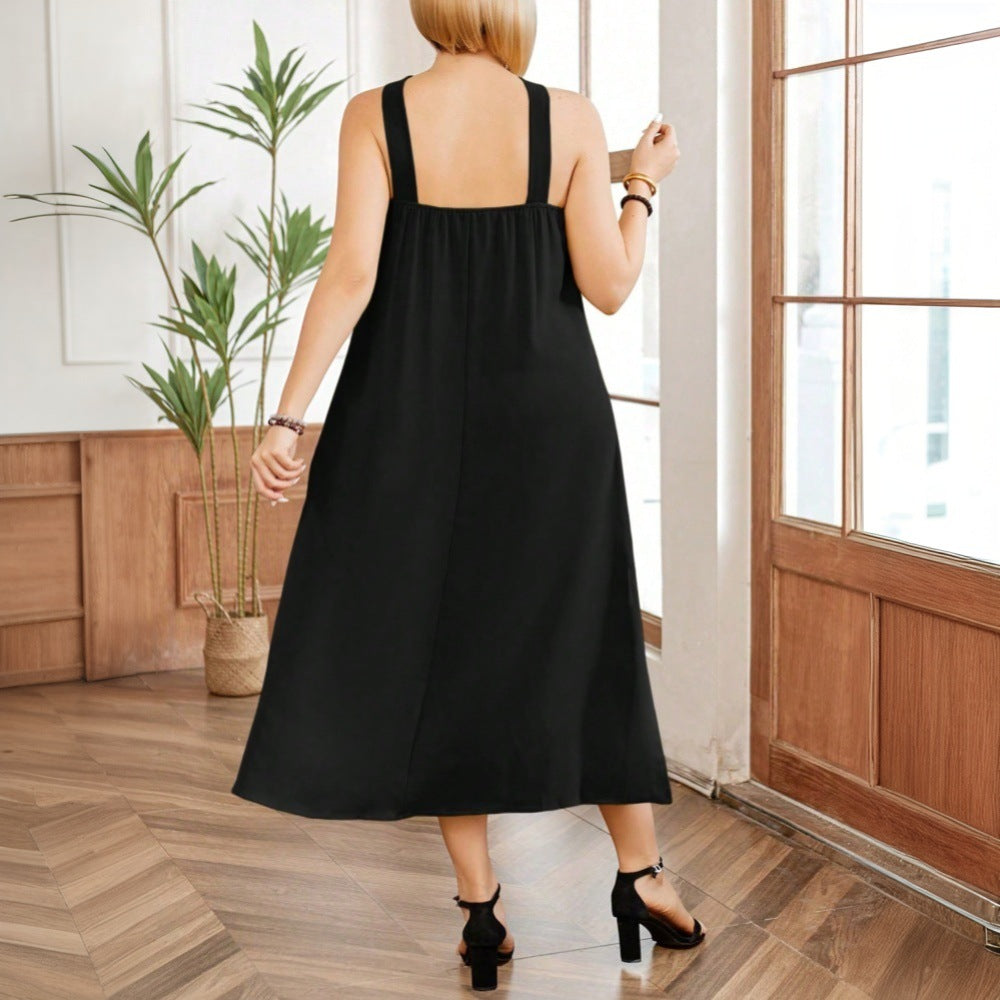 Damen Maxikleid mit elegantem Schlitz und knotenförmigem Halssaum Drune