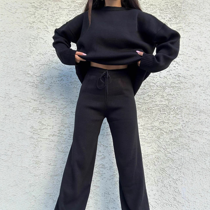 Damen lässiger Strickpullover mit oversized Passform und weiten Ärmeln Drune