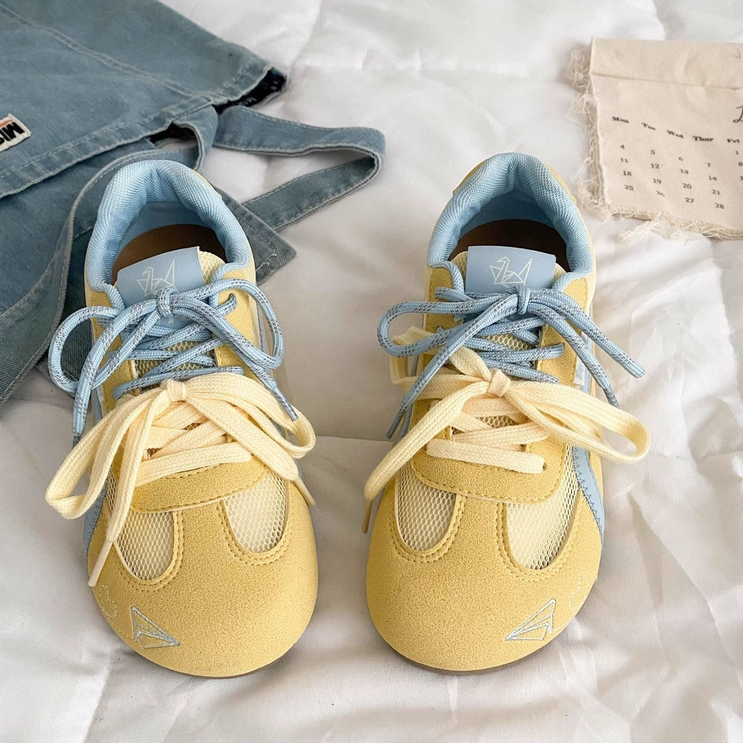 Damen Retro-sportliche Sneaker mit Wildleder- und Mesh-Mix sowie gepolsterter Komfortsohle Drune