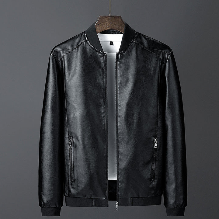 Herren Modische Kunstlederjacke mit seitlichen Reißverschlüssen