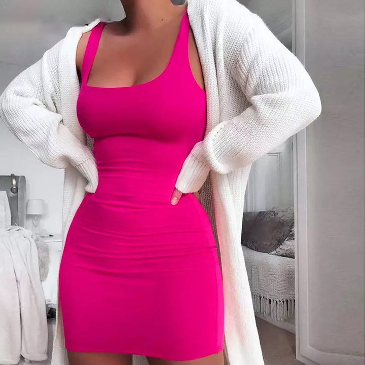 Damen Bodycon Minikleid mit breiten Trägern und taillierter Silhouette Drune