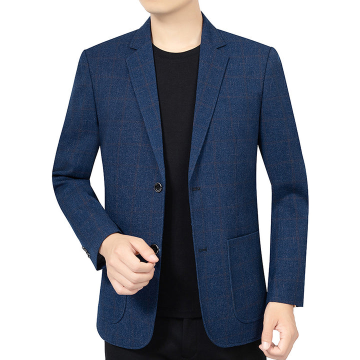 Herren Kariertes Slim-Fit Sakko aus Wollmischung Drune