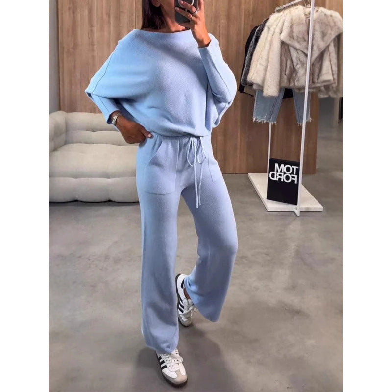 Damen bequeme Loungewear aus weichem Strickmaterial mit weitem Schnitt Drune