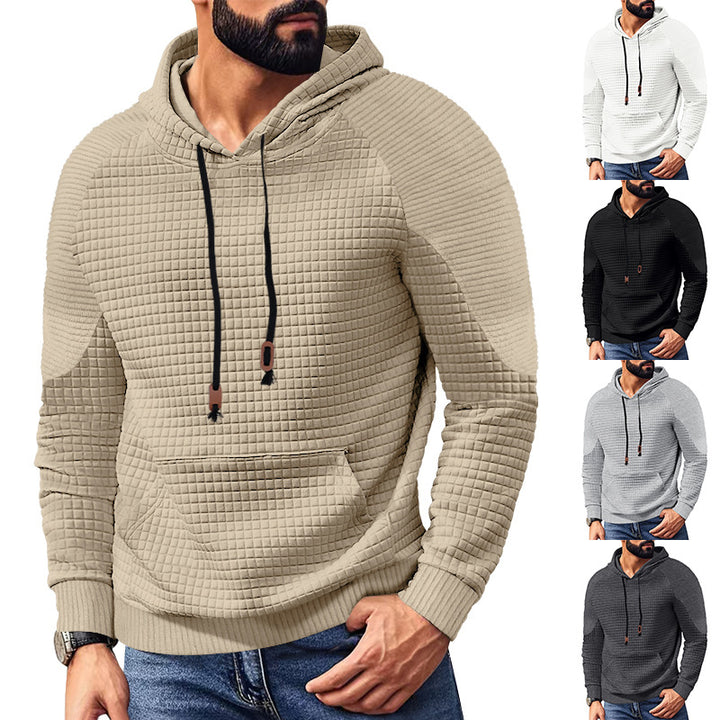 Herren nan Kapuzenpullover mit quadratischer Struktur, Raglanärmeln und Kängurutasche Drune