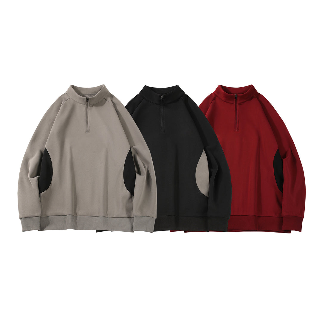 Herren Halbzip‑Sweatshirt mit Stehkragen und kontrastseitigen Einsätzen Drune