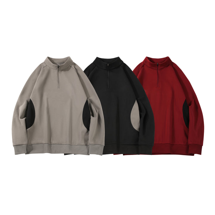 Herren Halbzip‑Sweatshirt mit Stehkragen und kontrastseitigen Einsätzen Drune