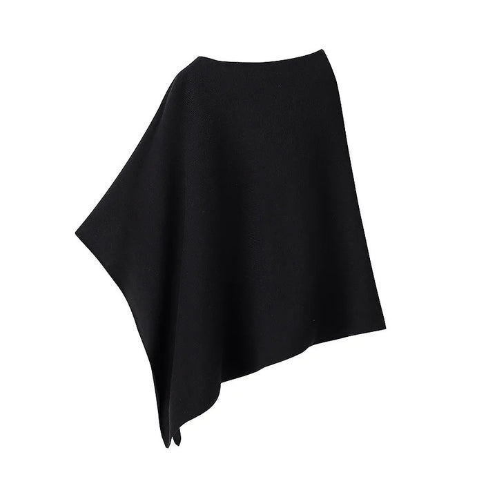 Damen nan asymmetrischer Strickponcho mit leichtem Fall, offener Seitenpartie und feiner Struktur Drune
