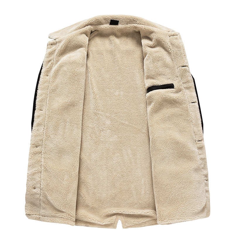 Herren Wattierte Denimjacke mit Sherpa-Futter und verlängertem Outdoor-Schnitt Drune