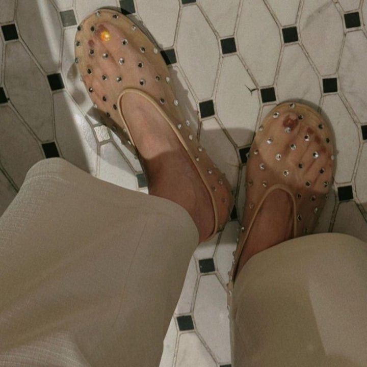 Damen Mesh‑Mules mit Schmucknieten und gepolstertem Komfortfußbett Drune