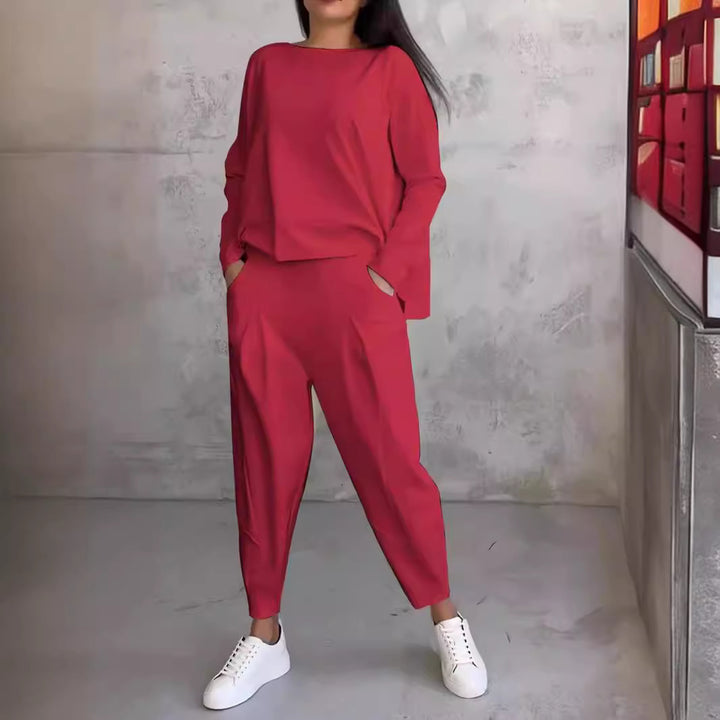 Damen bequeme Freizeitanzug mit weitem Schnitt und seitlichen Taschen Drune