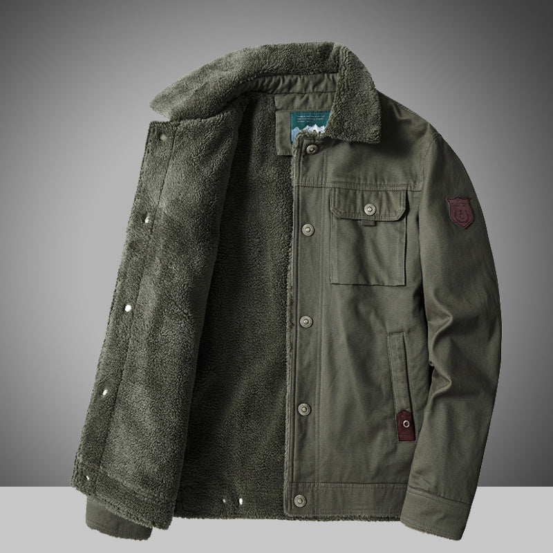 Herren Warme Winterjacke mit Teddyfutter Drune
