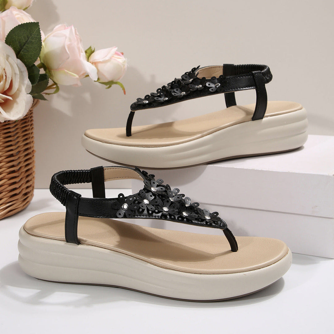 Damen Mode-Sandalen mit floralem Detail und gepolsterter Sohle Drune