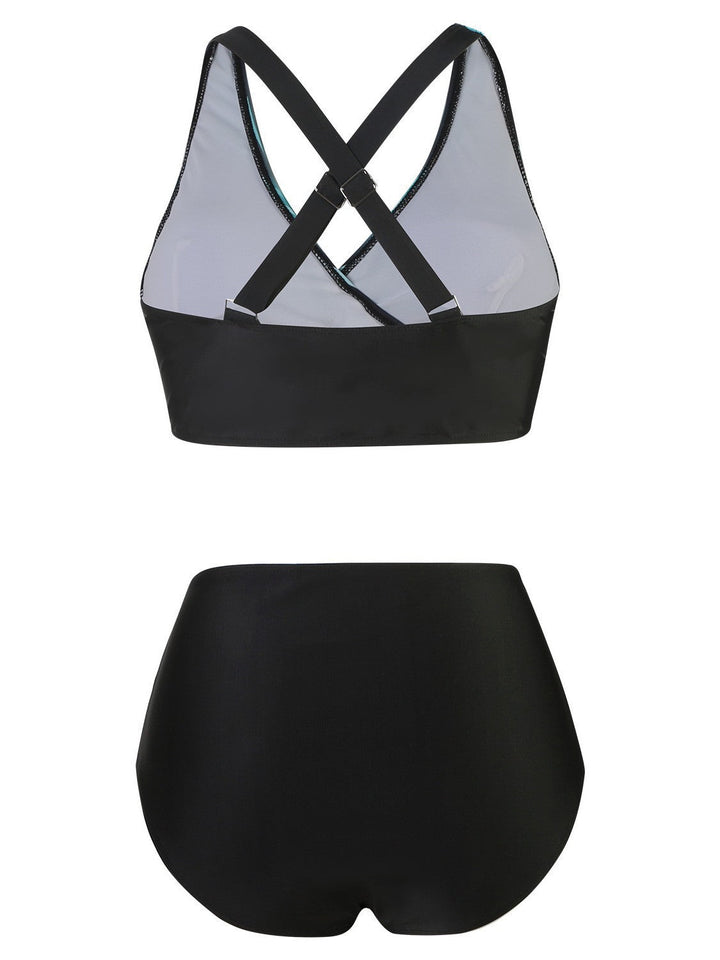 Damen High-Waist Bikini-Set mit modischem Wickeldesign Drune